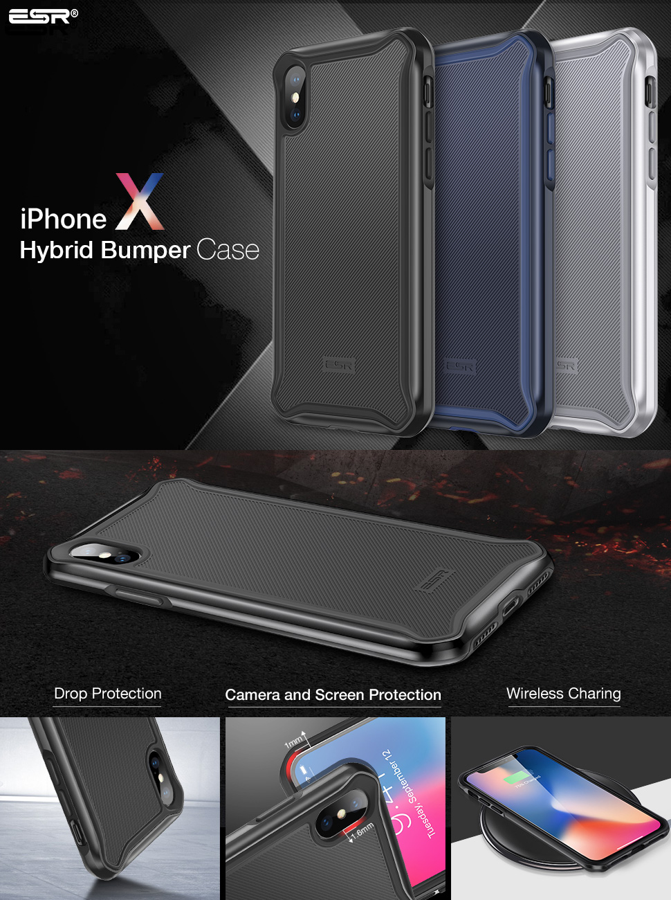 Carcasa ESR Glacier iPhone X, Black Gohub