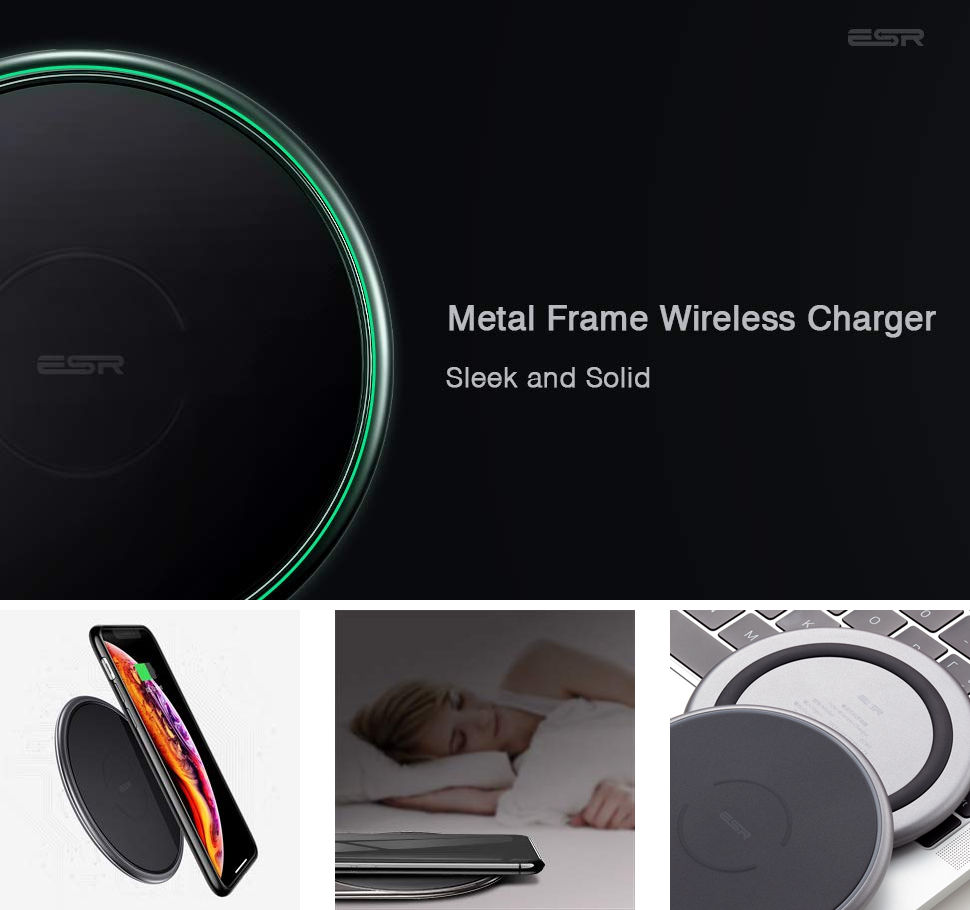 ESR Tidal Metal-Frame Qi Wireless Charging, Black