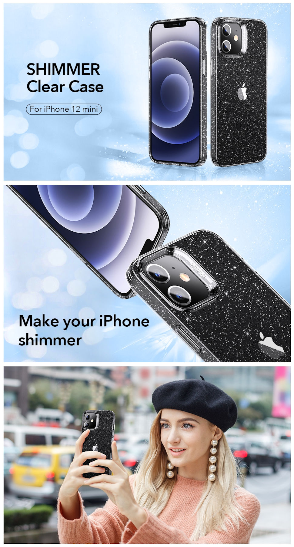Gohub Shop - ESR Shimmer - Clear Glitter Case for iPhone 12 mini